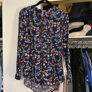 Blue floral tunic worn once